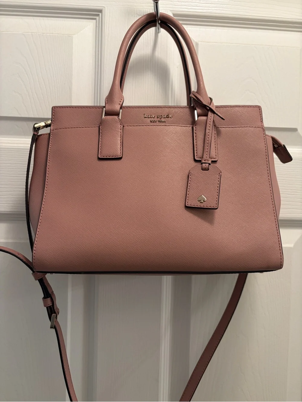 Kate Spade New York Blush Pink Saffiano Leather Satchel Crossbody Bag